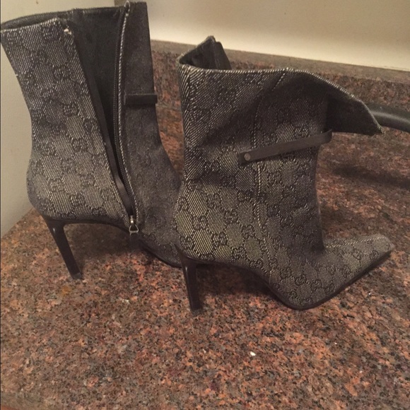 Gucci Logo Denim Ankle Boots