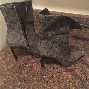 Gucci Logo Denim Ankle Boots