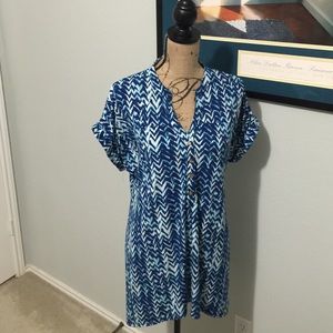 Vibrant blue and white blouse