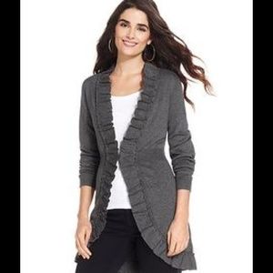 Gray ruffle cardigan
