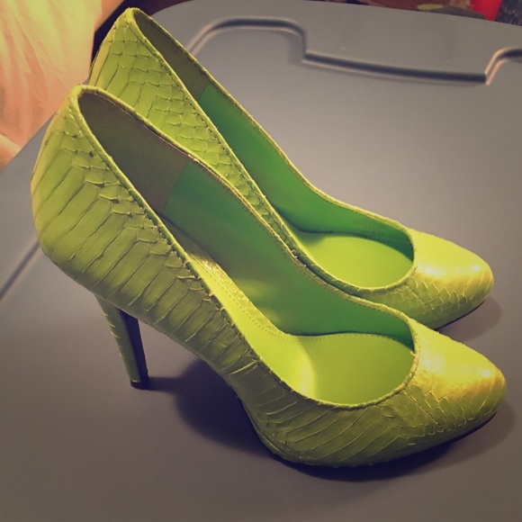 Ralph Lauren Snake Skin Heels Green