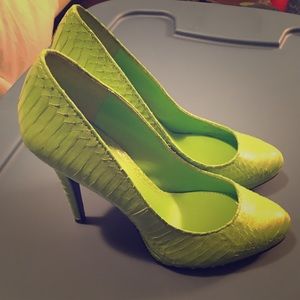 Ralph Lauren Snake Skin Heels Green