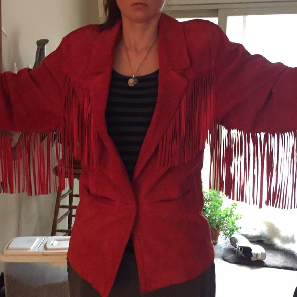 Red fringed jacket.