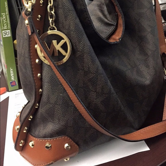 Michael kors shoulder bag with gold studs