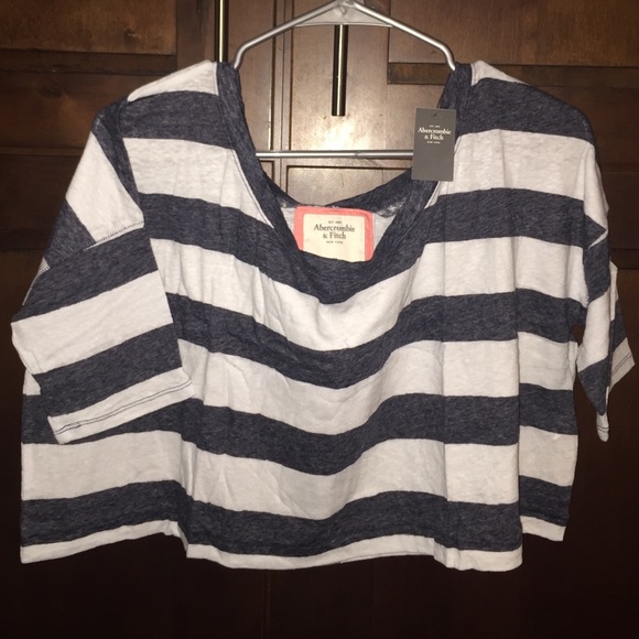 NWT Abercrombie navy striped crop tee