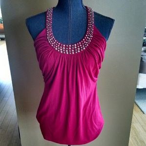 CLEARANCE!! Cherry red top, studded neck