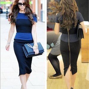 Victoria Beckham style long dress with zipper.