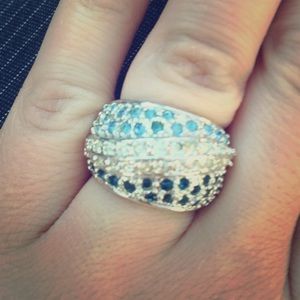 Silver topaz CZ statement ring blue CZ