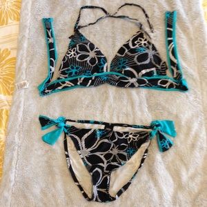 Mossimo black floral halter bikini bottoms