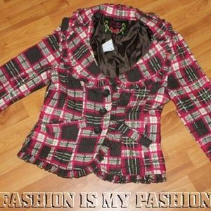 Button front tweed jacket S/M New!!