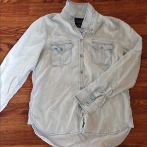 American Eagle faded denim button up shirt