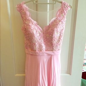 *Never Worn* Pink Lace Prom Dress Gown Mesh Back
