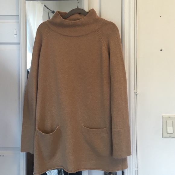Tan Zara 100% wool mock neck sweater