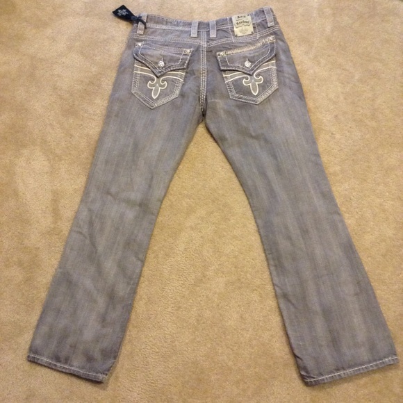 Men's Rock Revival 36/32 silver slate jean