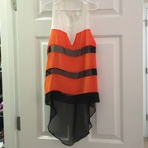 XS Line & Dot Sheer Silk Tank