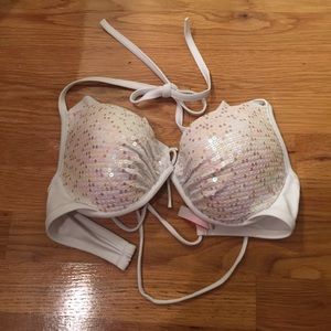 White Sequin Bikini Top
