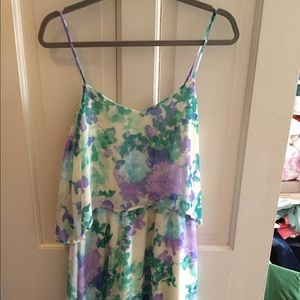 Everly by Lulu's Floral Design Layer Mini Dress