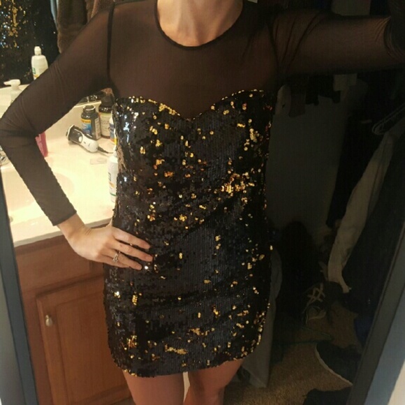 Milly Black and Gold Party Dress