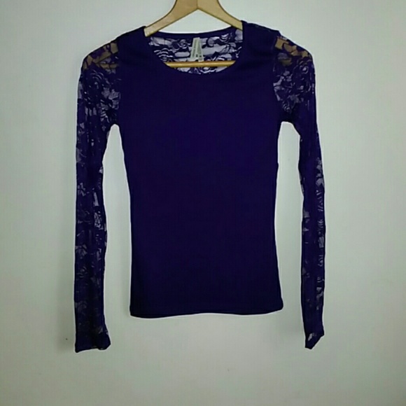 Long sleeve Purple Lace Top - Picture 3 of 4