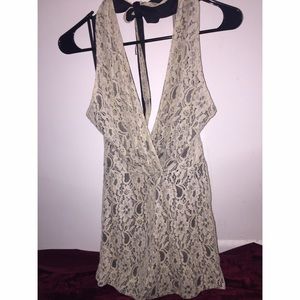 Cream & lace low back romper!