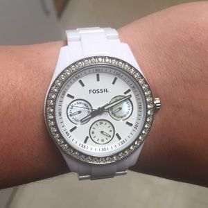 White Fossil Watch