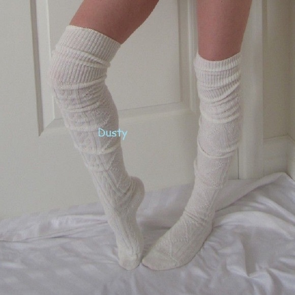 Long Cable Knit Over The Knee Socks Thigh High OTK