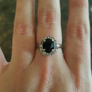 925 black and diamond ring