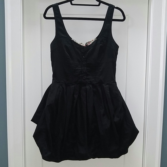 Anthropologie Black Cotton Button Front Dress