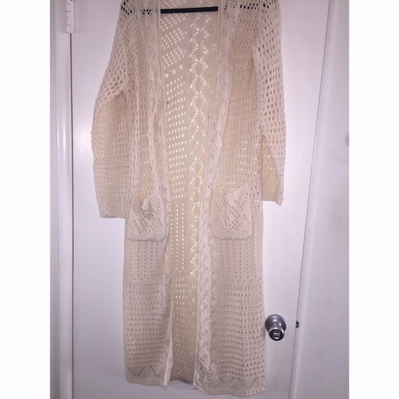 Cream floor length cardi!