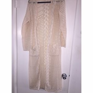 Cream floor length cardi!