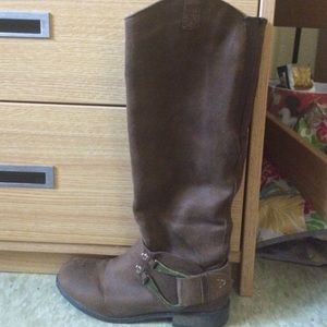 Brown suede/cloth riding boots