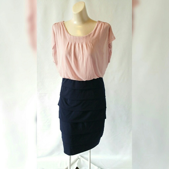 BNWT Pink and Navy Bodycon Dress Size 10