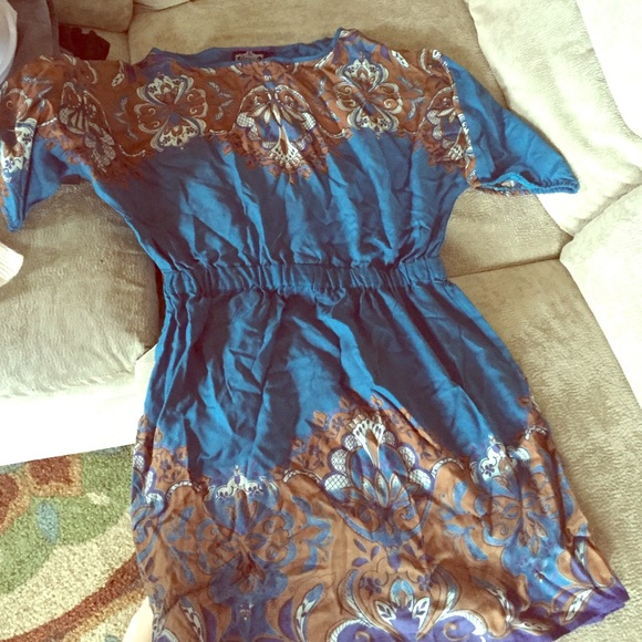 Blue and brown dress