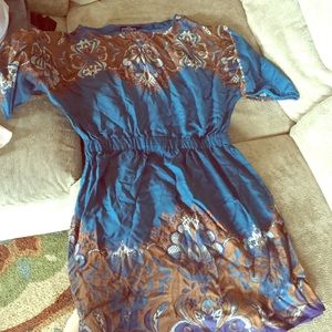 Blue and brown dress