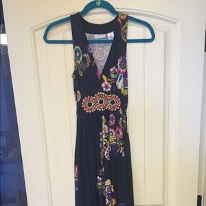 Black Floral Maxi Dress w/ Beaded Detail XS