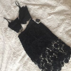 Black lace crop top NWOT