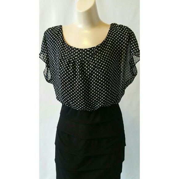 BNWT Black & White Polka Dot Bodycon Dress Size 8