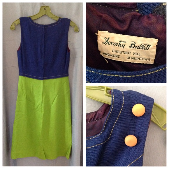 Host Pick! Vintage 1960s blue & green dress - Picture 4 of 4