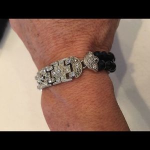 Crystal and black bead bracelet