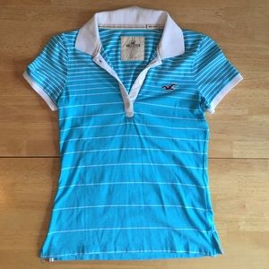 Women's Hollister blue and white polo