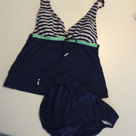 Motherhood Maternity Navy Striped Tankini