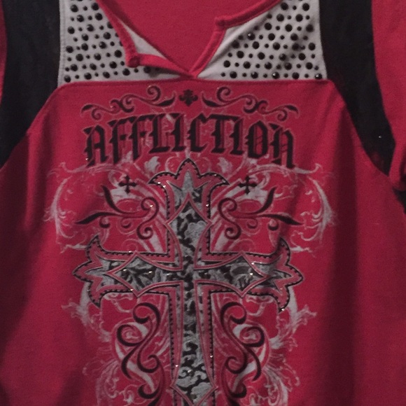 *SALE* Affliction Tshirt red and black lace