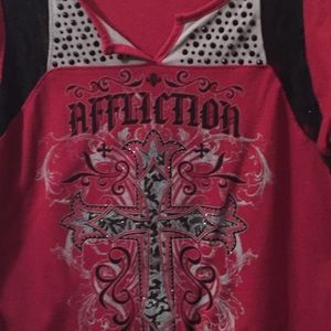 *SALE* Affliction Tshirt red and black lace