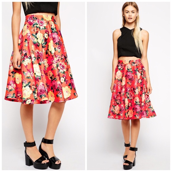 ASOS Dresses & Skirts - Floral Midi Scuba Skirt