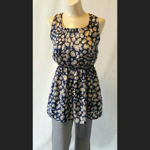 Navy, Creme & Gray Love Culture Blouse, Top Sz S