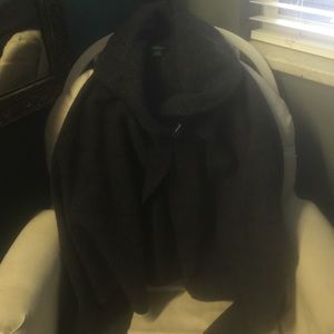 Ralph Lauren Gray poncho, large purple Checker