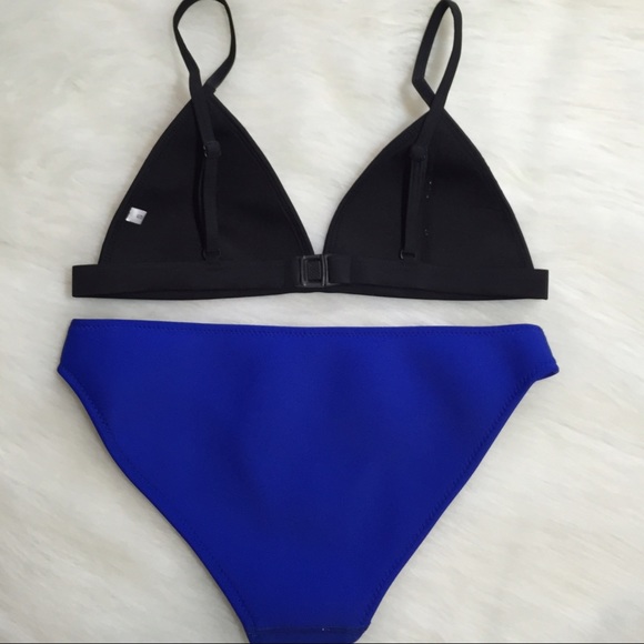 SOLD blue and white neoprene bikini set - Picture 3 of 4