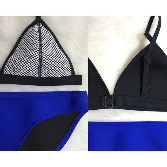 SOLD blue and white neoprene bikini set - Picture 4 of 4
