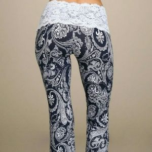 Lace waist yoga pants