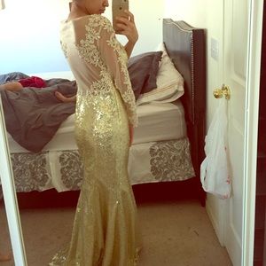 Gold shiny prom dress